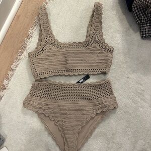 Beach Riot Tan Crochet Bikini